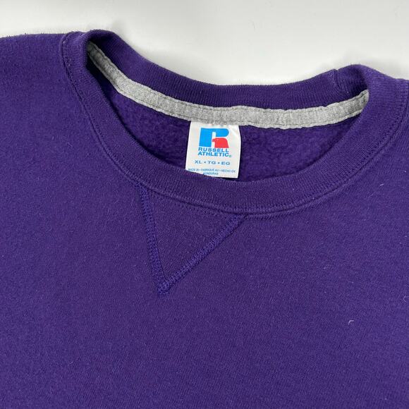 Vintage 90s y2k Men's Purple Russell Athletic Blank Crewneck Sweatshirt XL - Picture 2 of 5